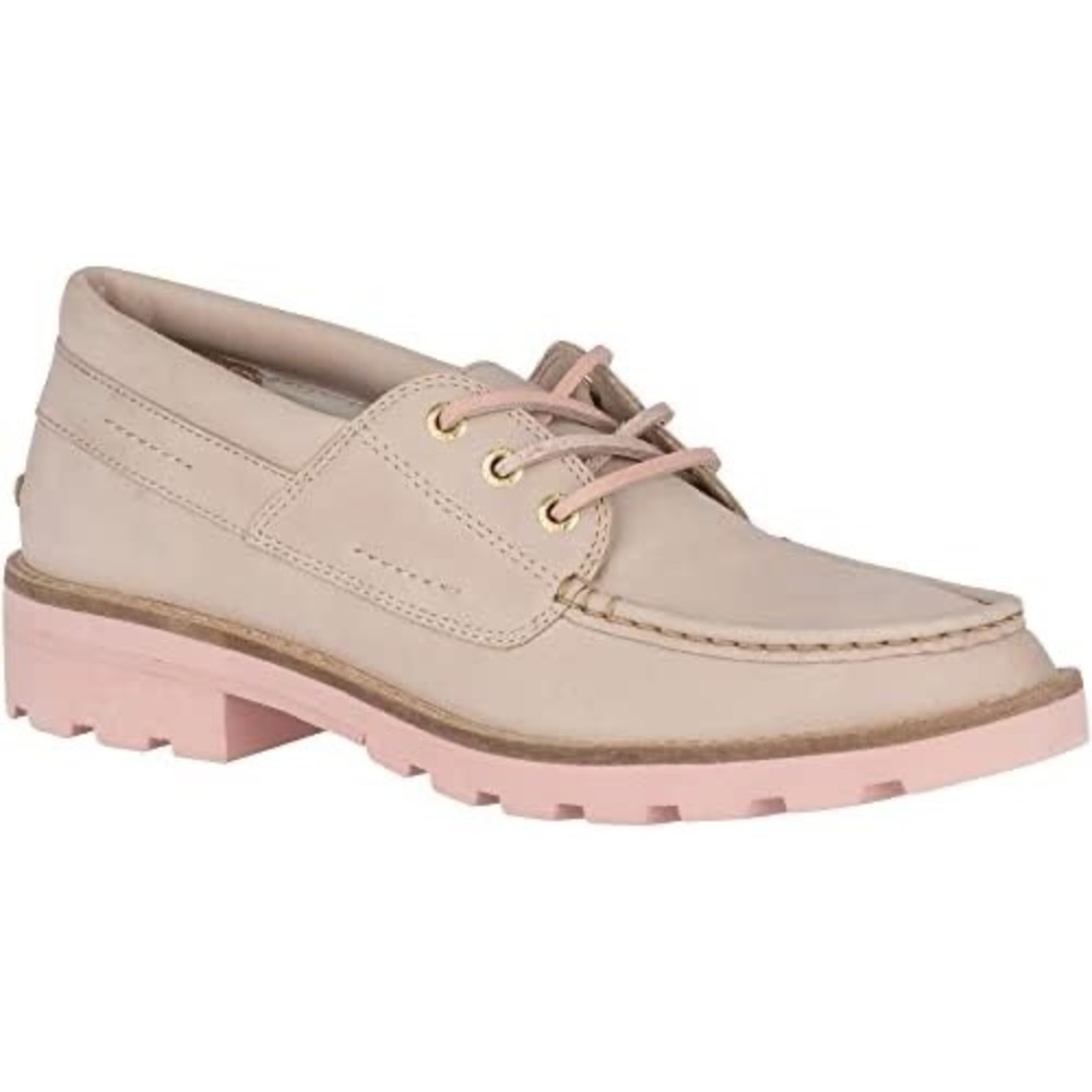 Sperry Top-Sider Seaport Lug Boat Shoes Tan Pink Leather Womens 8 STS84395